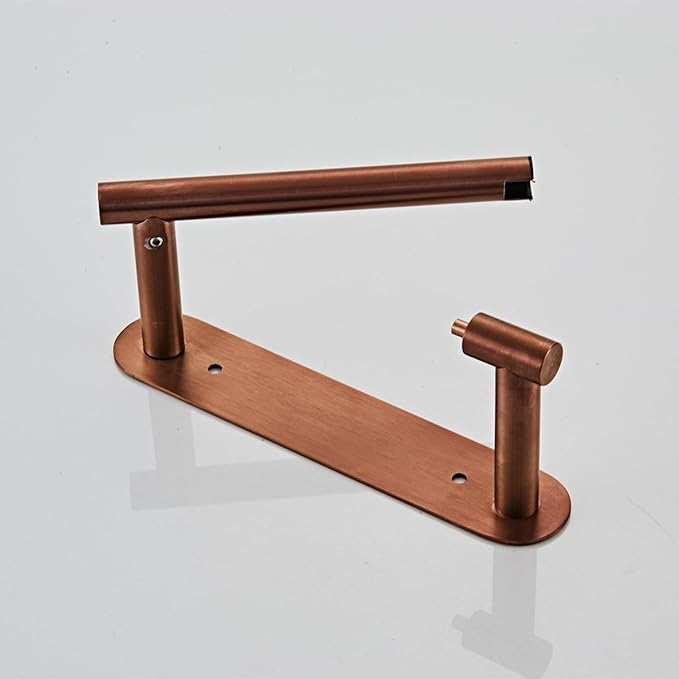 YUET Toilet Roll Holder, Self Adhesive or Screw in Wall Mounted Options, Double Post Pivoting Tissue Roll Holder, Stainless Steel Rustproof Stick On No Drilling Wall Mount for Bathroom, Rose Gold