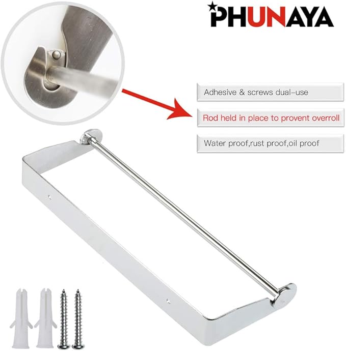 Under Cabinet Paper Towel Holder Wall Mount for Home Kitchen,Stainless Steel for Large Rolls-Chrome