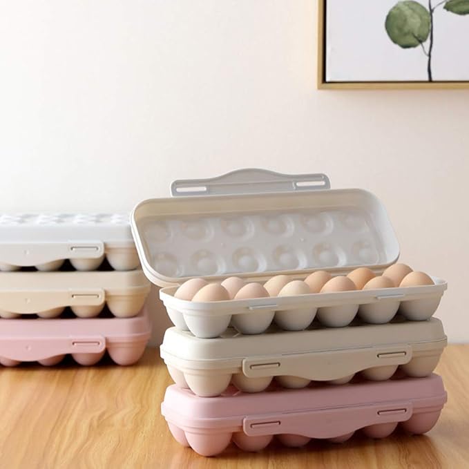 Cabilock Stackable Egg Holder Container with Lid for Refrigerator 36 Egg Capacity Plastic Storage Box Kitchen Organizer for Home and Travel