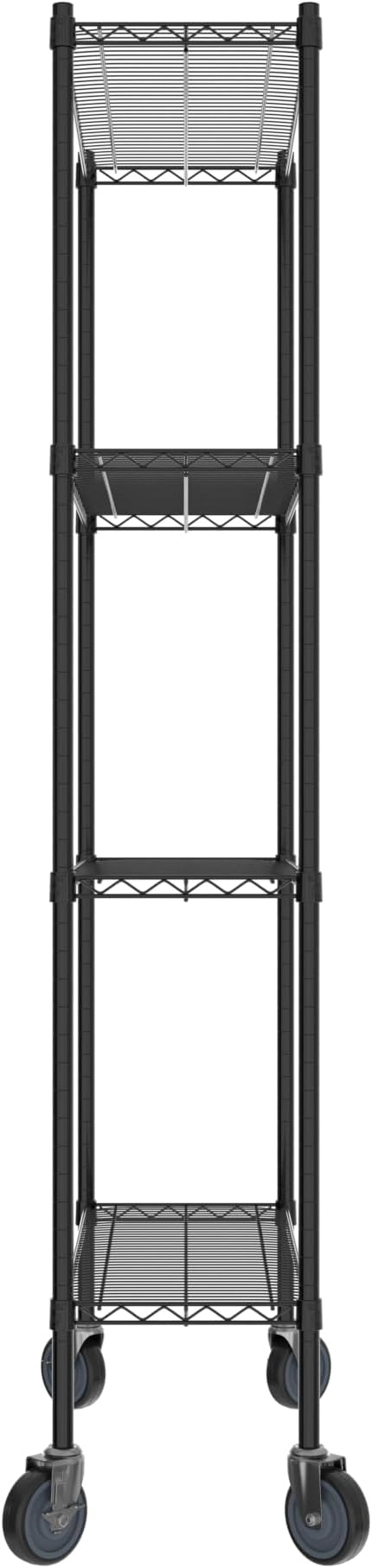 Commercial NSF Listed Black Epoxy Mobile Wire Shelving Kit 14" x 36" x 80", with 4 Shelves Perfect for Warehouse, Walk-in Refrigerator, Freezer, Grocery Store, Restaurant, Dishroom