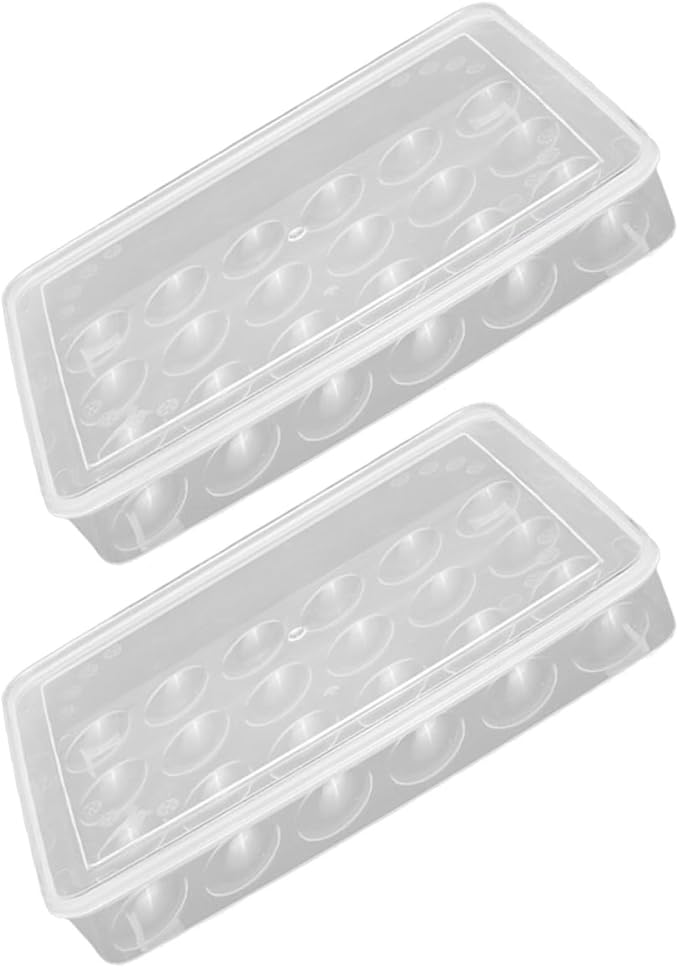 VERDANVERSE 2pcs Refrigerator Egg Storage Box with Lid, 24-Grid Protective Egg Holder Tray Set for Fridge Organization and Freshness Preservation