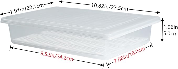 Yiautao Food Storage Container, Plastic Food Containers with Removable Drain Plate and Lid, Stackable Portable Freezer Storage Containers - Tray to Keep Fruits, Vegetables, Meat and More (4,Large)