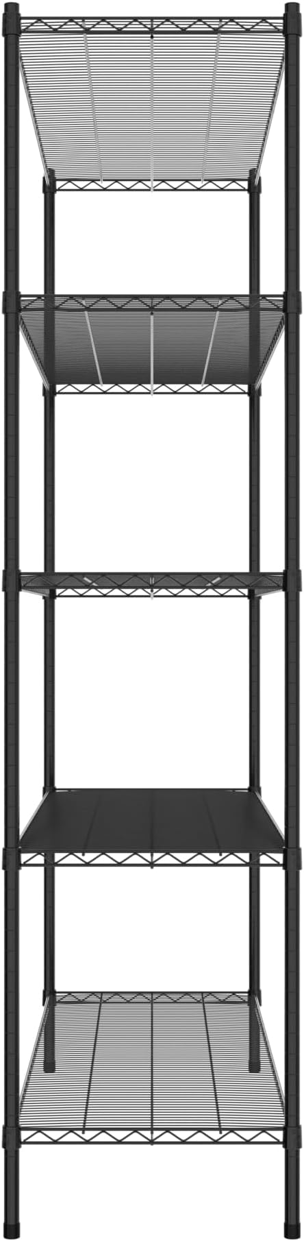 Commercial NSF Listed Black Epoxy Stationary Wire Shelving Kit 21" x 60" x 86", with 5 Shelves Perfect for Warehouse, Walk-in Refrigerator, Freezer, Grocery Store, Restaurant, Dishroom