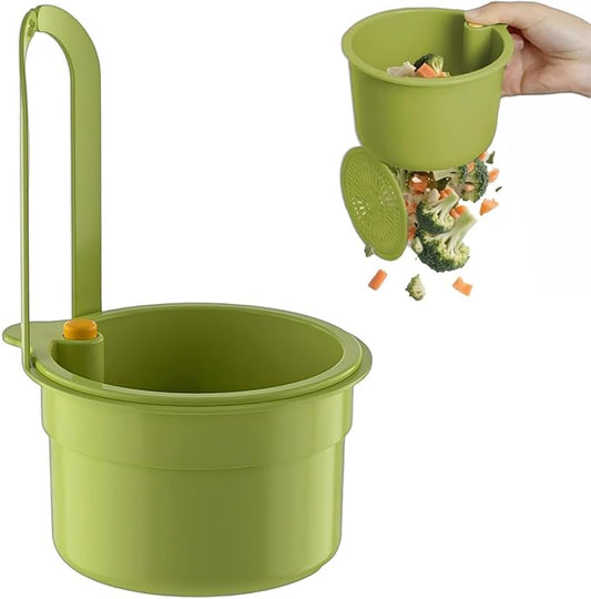 Sink Strainer Basket with One-Touch Drain Mesh, Snap-On Strap & Detachable Design – Kitchen Sink Food Scrap Filtering Storage Organizer (Green)