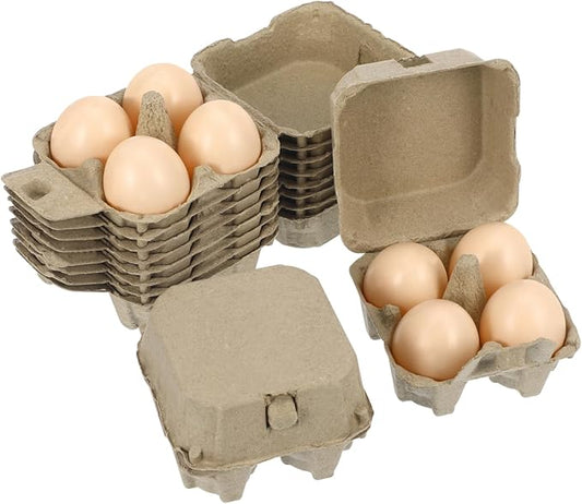 IMIKEYA Paper Egg Cartons for Chicken Eggs,10pcs Egg Tray Holder Pulp Fiber Egg Box Containers Holds 4 Count Eggs Market Travel Egg Storage Case