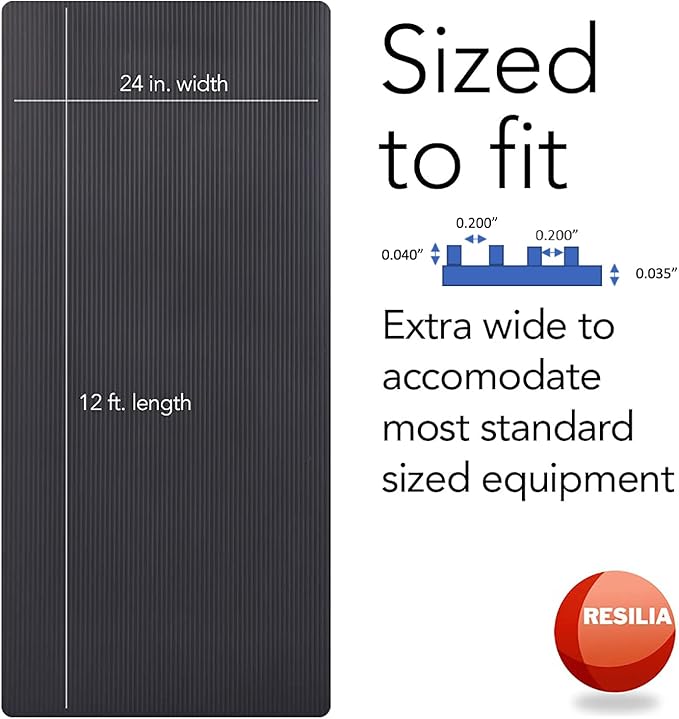 RESILIA Utility Runner- 24 inch Wide Black Plastic- Embossed Wide Rib Pattern - Tool Box Liner, Garage Drawer & Shelf Organization, Workbench Storage, 24 Inches x 12 Feet, Black, Made in the USA