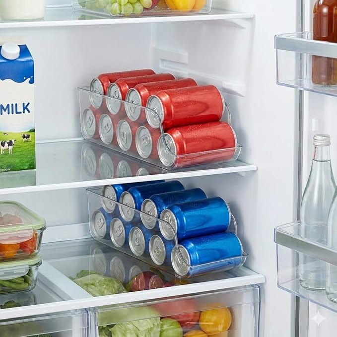 Soda Can Organizer for Fridge or Storage | Clear plastic | Set of 2 | PET