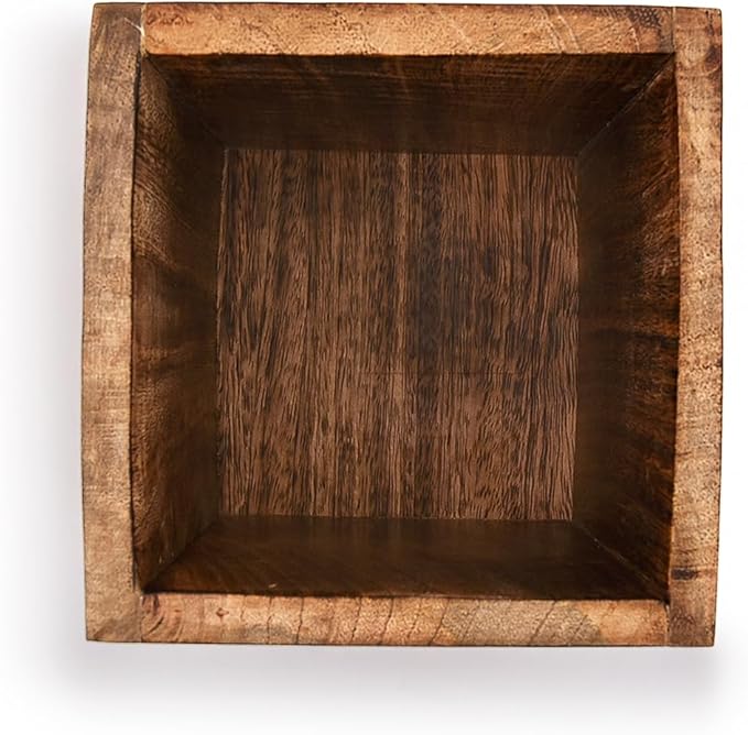 Samhita Mango Wood Burning Finished Kitchen Utensil Holder for Countertop, Utensil Holder Container for Kitchen Cooking Utensil. ( 5"x 5"x 6")