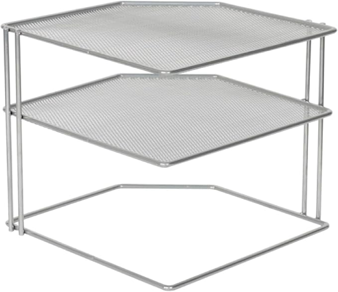 YBM HOME Kitchen Mesh 3 Tier Plastic Corner Rack, Helper Shelf, Keeps Spices and Cups Organize, Pack of 2