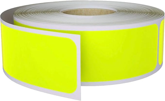 Writable Sticker Labels 3X1 inch 250 Pack, (75mm x 25mm) Neon Yellow Sticker Roll by Royal Green