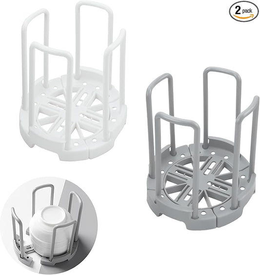 Zoyiancy 2Pcs Adjustable Bowl Rack, Plate Storage Rack, Dinner Plates Organizer, Dish Dryer Storage Bowl Holder for Kitchen Countertop Cabinet Shelf