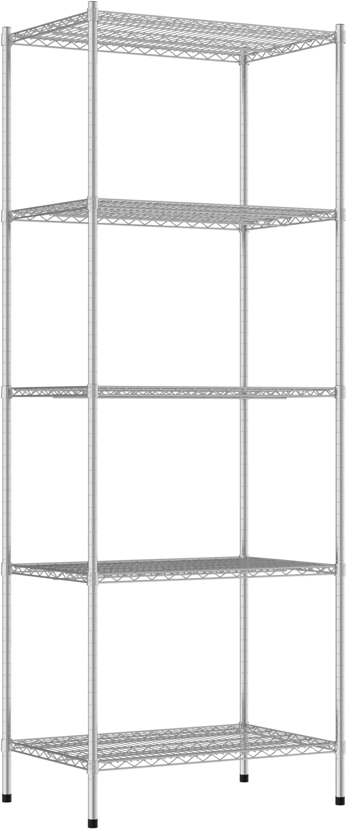 Commercial NSF Listed Chrome Stationary Wire Shelving Kit 24" x 36" x 96", with 5 Shelves Perfect for Warehouse, Walk-in Refrigerator, Freezer, Grocery Store, Restaurant, Dishroom