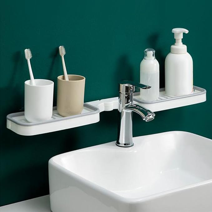 Hapivida Bathroom Corner Shelf, Foldable Rotatable Wall Mounted Storage Rack Organizer with Drainage for Shower Kitchen Sink Bathroom Family RV Compact Space