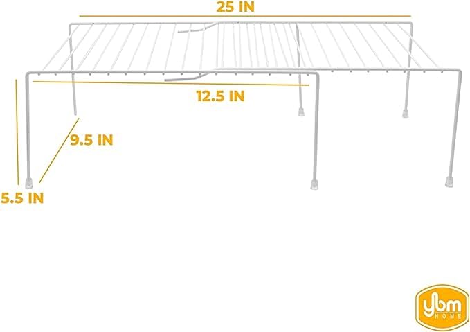 YBM Home 2554v Shelf Organizer and Storage Rack, 12"L x 10"W x 5"H, Silver, Pack of 4