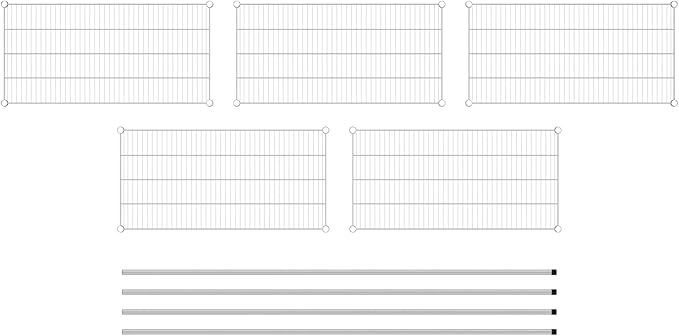 Commercial NSF Listed Chrome Stationary Wire Shelving Kit 21" x 42" x 86", with 5 Shelves Perfect for Warehouse, Walk-in Refrigerator, Freezer, Grocery Store, Restaurant, Dishroom