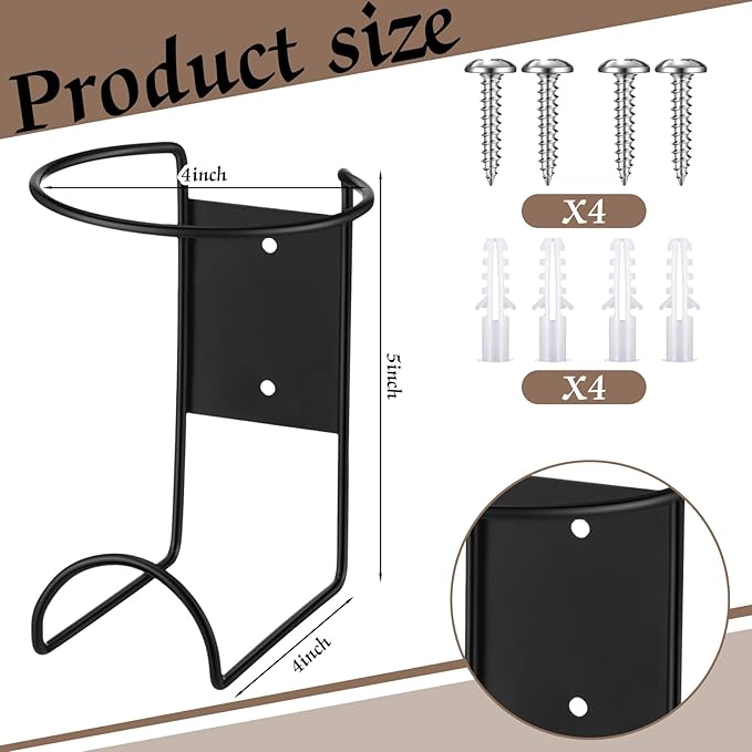 2 Pcs Spray Bottle Holder Wall Mount Heavy Duty Spray Bottle Rack Stainless Steel Storage Rack Garage Can Organizer Craft with Hardware (Black)