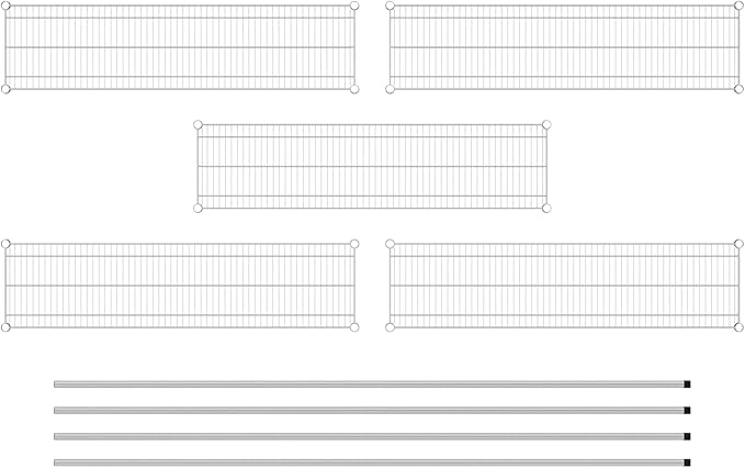 Commercial NSF Listed Chrome Stationary Wire Shelving Kit 14" x 54" x 96", with 5 Shelves Perfect for Warehouse, Walk-in Refrigerator, Freezer, Grocery Store, Restaurant, Dishroom
