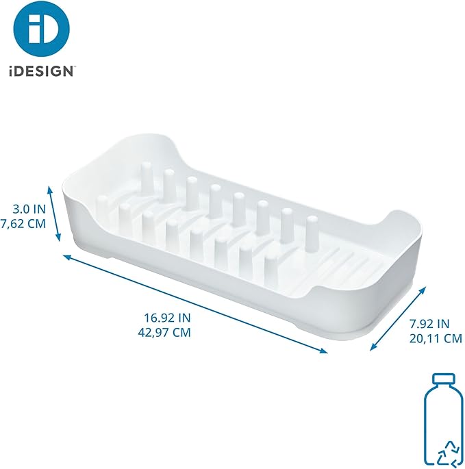 iDesign Compact Dish Drying Rack for Kitchen Counter - White