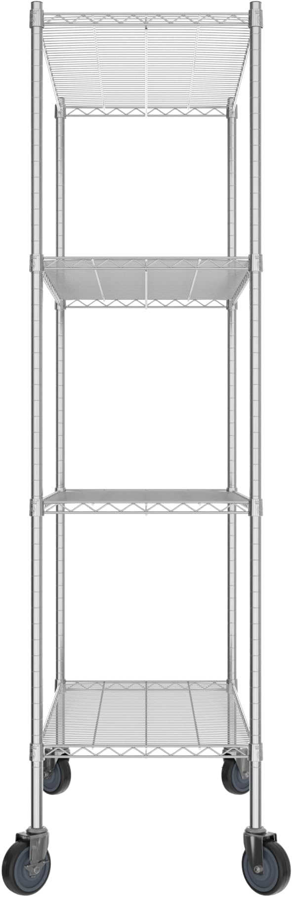 Commercial NSF Listed Chrome Mobile Wire Shelving Kit 21" x 42" x 80", with 4 Shelves Perfect for Warehouse, Walk-in Refrigerator, Freezer, Grocery Store, Restaurant, Dishroom