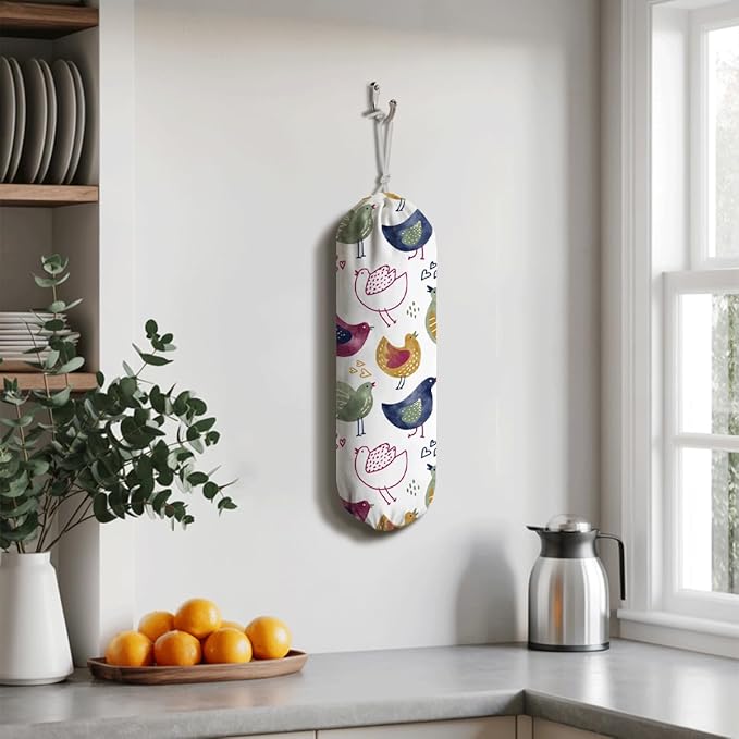 Chicken Plastic Bag Holder, Grocery Bags Storage Organizer, Reusable Shopping Bags Holder Dispenser, Cute Farmhouse Kitchen Decor Gifts for Women Chicken Lover, Kitchen Pattern Garbage Bag 40