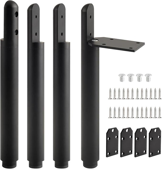 4 Pack Adjustable Cabinet Legs Stand Black 7.2-9.6 Inch Furniture Support Feet Dresser Legs Replacement Extensions End Table Feet Riser Cylinder
