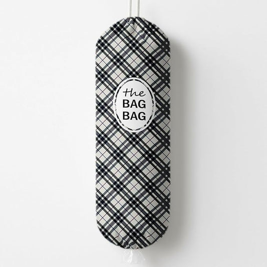 The Bag Bag Grocery Bags Holder, Black White Buffalo Check Plaid Grocery Bags Holder Organizer For Shopping Sack, Reusable Hanging Plastic Sack Dispenser, Plastic Sacks Storage Container Dispenser