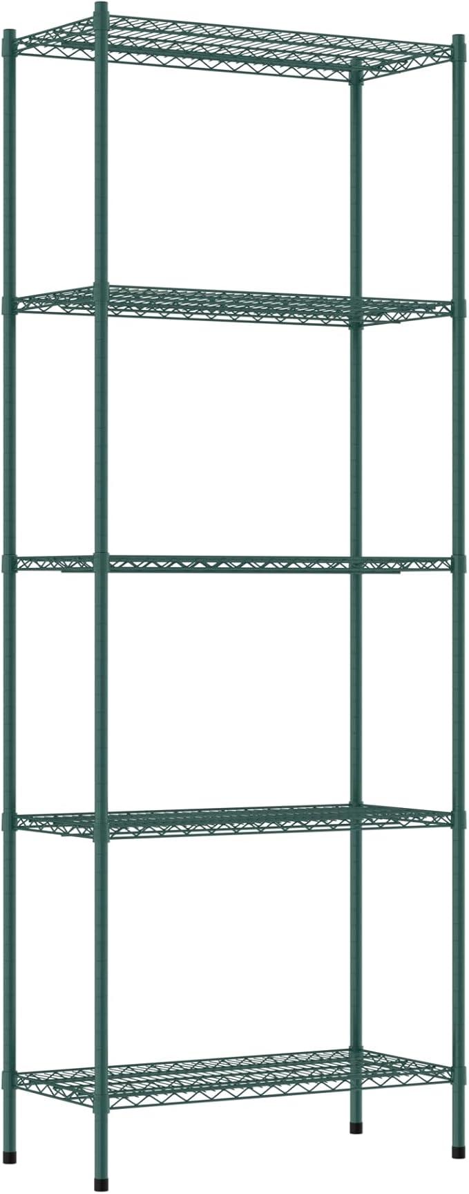 Commercial NSF Listed Green Epoxy Stationary Wire Shelving Kit 18" x 36" x 96", with 5 Shelves Perfect for Warehouse, Walk-in Refrigerator, Freezer, Grocery Store, Restaurant, Dishroom