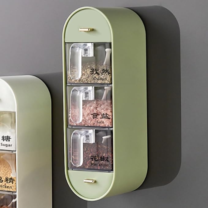 Wall Mounted Seasoning Box, Versatile Jar Storage Container with Multiple Compartments, for Home Kitchen Organization