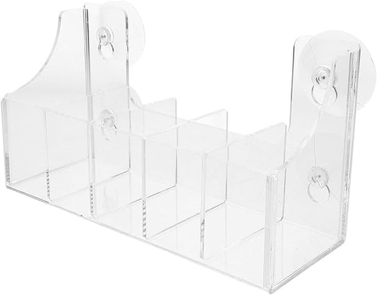 ABOOFAN Refrigerator Suction Cup Storage Rack Clear Acrylic 5-Compartment Organizer for Fridge Door Kitchen Bathroom Drink and Snack Holder