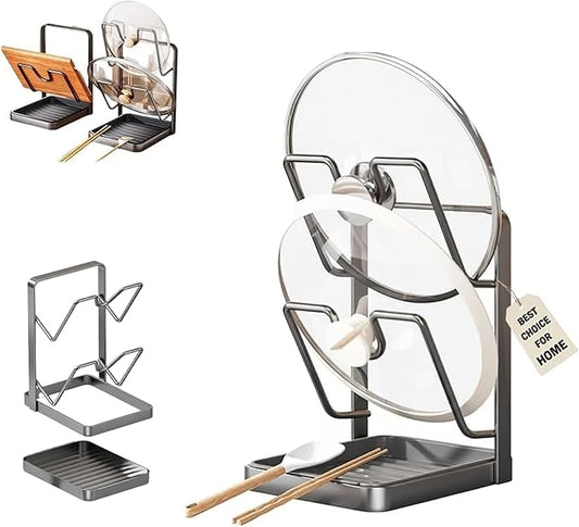 Pot Lid Organizer Rack,Dishwasher Safe Universal Pot Lid Organizer ,Saving U-Shaped Vertical Stackable Holder for Cast Iron, Glass, Stainless Steel Lids,Kitchen Drawer and Countertop Storage (Gray)