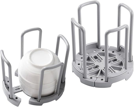 Collapsible Dish Drying Rack, 2PCS Plate Organizer for Cabinet Space Saver Bowl Organizer Small Plate Stand for Display, Kitchen Drawer, Countertop, Cabinet, Shelf, Cupboard