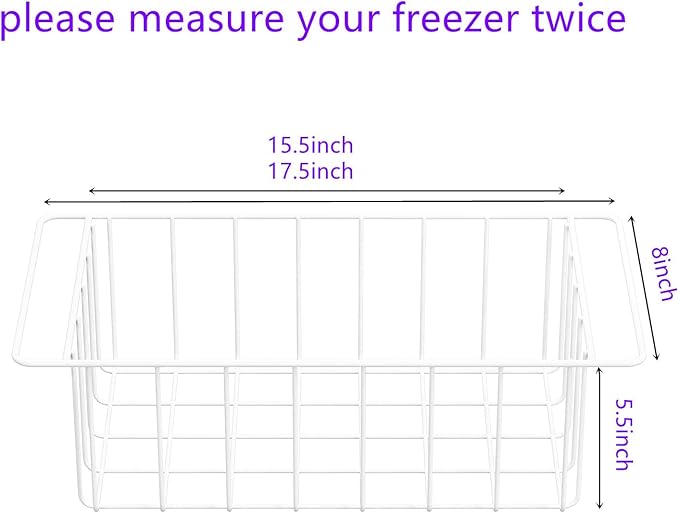 Y.Z.Bros 17.5 Inch Chest Freezer Organizer Storage Baskets Bins Metal Wire, Settle freezer chaos and reduce food waste effectively, Durable, Fully Use Space, Improve Air Circulate, 2 Pack