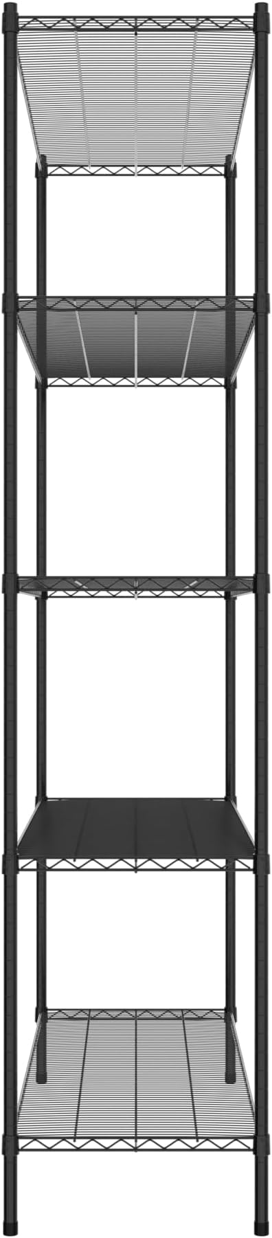 Commercial NSF Listed Black Epoxy Stationary Wire Shelving Kit 21" x 60" x 96", with 5 Shelves Perfect for Warehouse, Walk-in Refrigerator, Freezer, Grocery Store, Restaurant, Dishroom