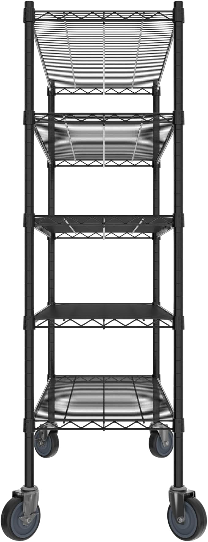 Commercial NSF Listed Black Epoxy Mobile Wire Shelving Kit 18" x 48" x 60", with 5 Shelves Perfect for Warehouse, Walk-in Refrigerator, Freezer, Grocery Store, Restaurant, Dishroom