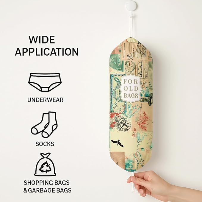 Vintage Plastic Bag Holder, For Old Bags Plastic Bag Holder, Sack Holders for Plastics Bags Groceries Store, Reusable Trash Sack Storage Dispenser, Kitchen Gifts to Women Family Friends
