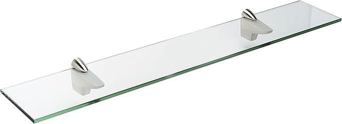 Spancraft Glass F-8x18-Brushed Steel Falcon Glass Shelf, Brushed Steel, 8" x 18"