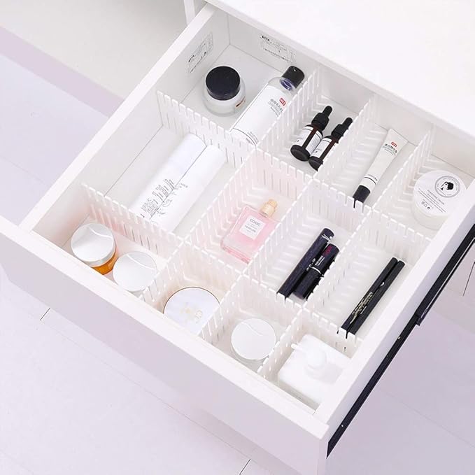 40 Pcs Diy Grid Drawer Divider Adjustable Drawer Storage Organizer for Socks Underwear Makeup Kitchen Dresser Can Help Tidy Office Desk Clinic Bedroom(32cm×7cm)
