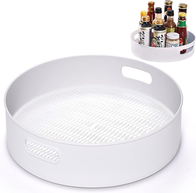 INVODA Small Lazy Turntable Organizer - 360° Rotating BPA-Free Plastic Storage Tray for Kitchen Pantry, Fridge, Bathroom Cabinet, Under Sink, Spice Rack (8.66x2.75 Inches)