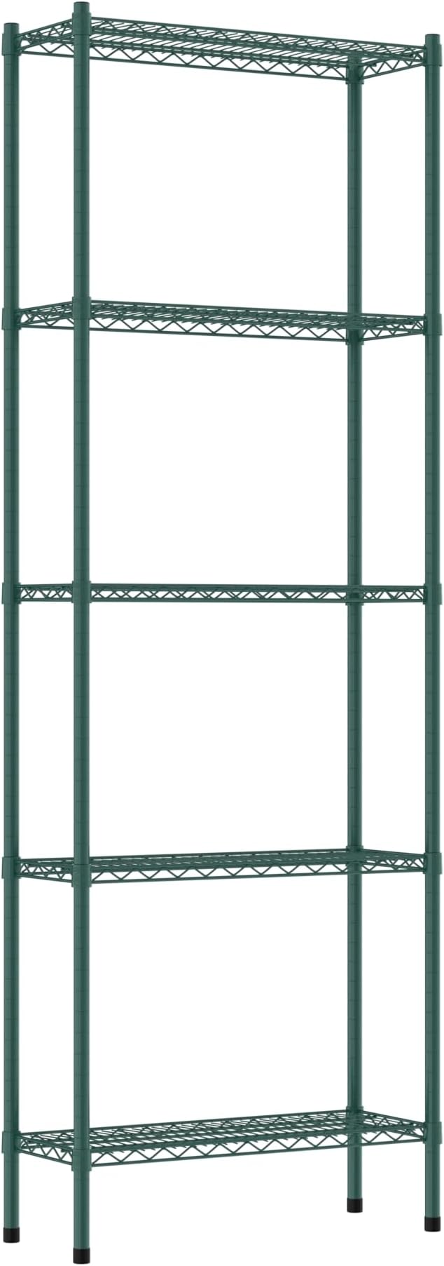 Commercial NSF Listed Green Epoxy Stationary Wire Shelving Kit 12" x 30" x 86", with 5 Shelves Perfect for Warehouse, Walk-in Refrigerator, Freezer, Grocery Store, Restaurant, Dishroom