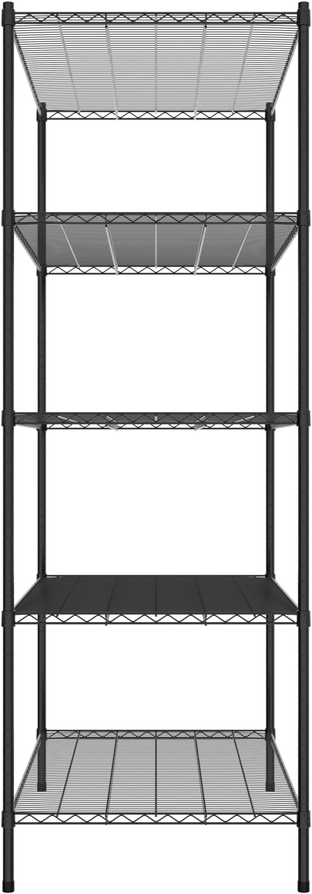 Commercial NSF Listed Black Epoxy Stationary Wire Shelving Kit 30" x 48" x 86", with 5 Shelves Perfect for Warehouse, Walk-in Refrigerator, Freezer, Grocery Store, Restaurant, Dishroom
