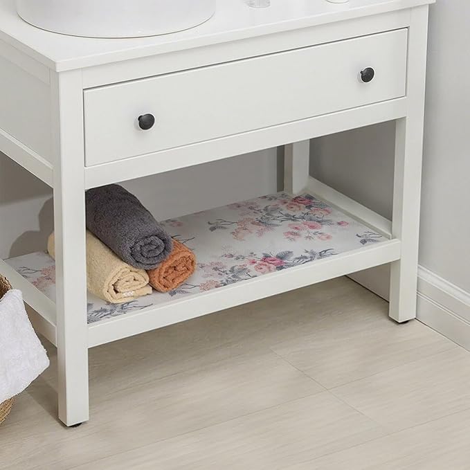 Amiitay Drawer and Shelf Liner for Cabinets, Non-Adhesive and Strong Non-Slip Vintage Floral Shelf Cabinet Drawer Liners for Kitchen,Table,Bookshelves,Waterproof Cupboard Liners,12IN x 10FT