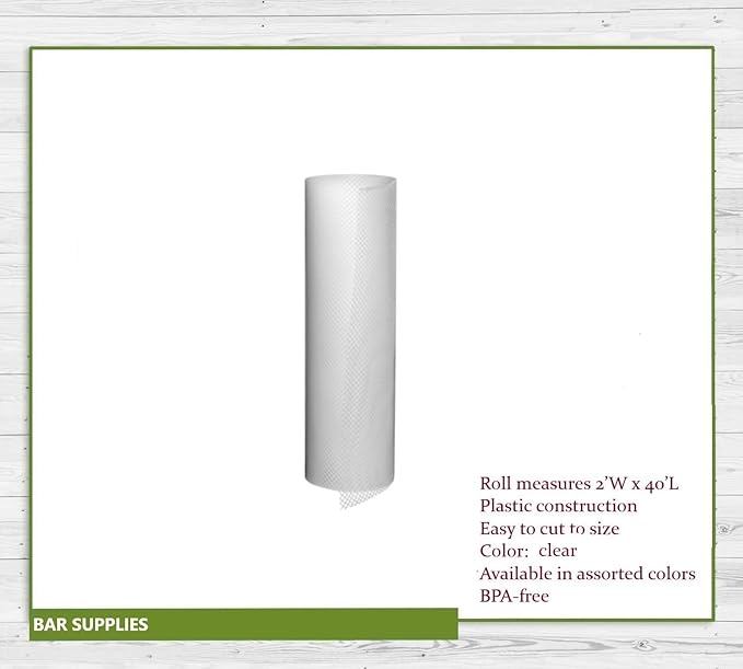 AME D'ESSENCE Bar Shelf Liner 24" x 480" Clear Plastic Mesh Liner for Glassware Non Slip Drawer Liner Commercial Grade