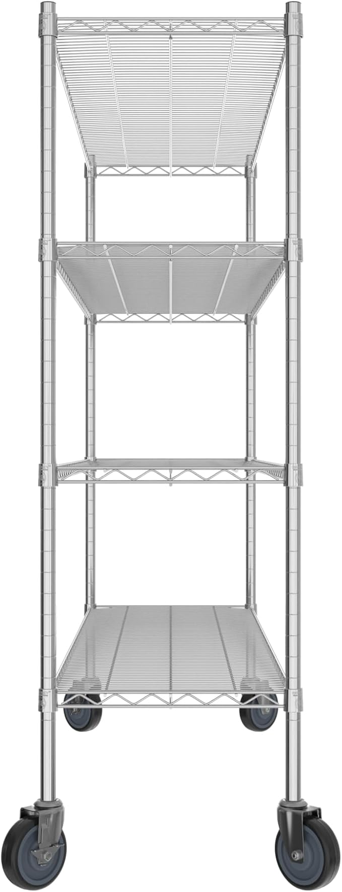 Commercial NSF Listed Chrome Mobile Wire Shelving Kit 18" x 60" x 60", with 4 Shelves Perfect for Warehouse, Walk-in Refrigerator, Freezer, Grocery Store, Restaurant, Dishroom