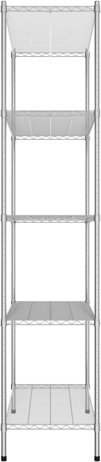 Commercial NSF Listed Chrome Stationary Wire Shelving Kit 21" x 48" x 96", with 5 Shelves Perfect for Warehouse, Walk-in Refrigerator, Freezer, Grocery Store, Restaurant, Dishroom