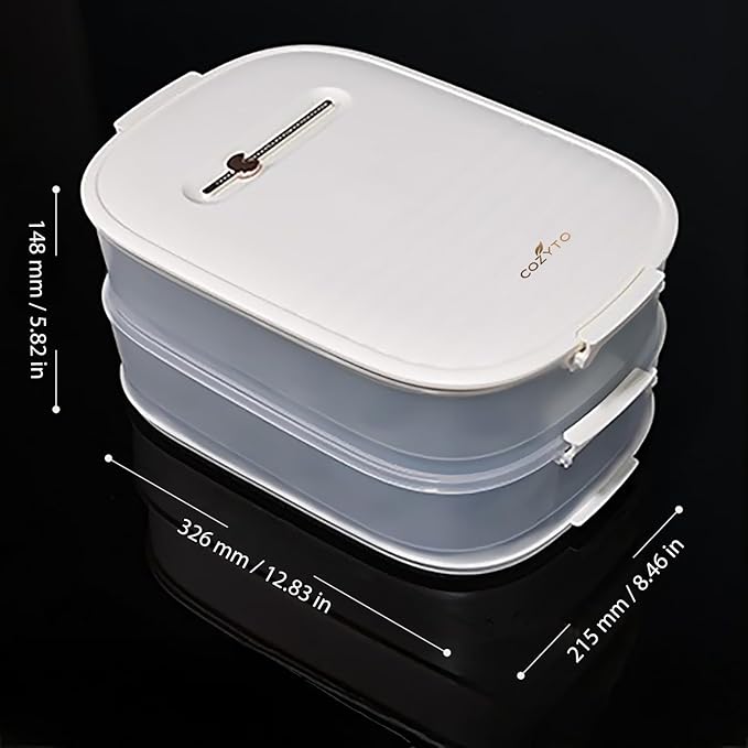 COZYTO Premium EggNest 2-Layer Egg Holder for Refrigerator – Stackable Egg Storage Tray with Sliding Date Dial Lid | Holds 44 Eggs | BPA-Free, Durable & Space-Saving (White Lid & Transparent Box)