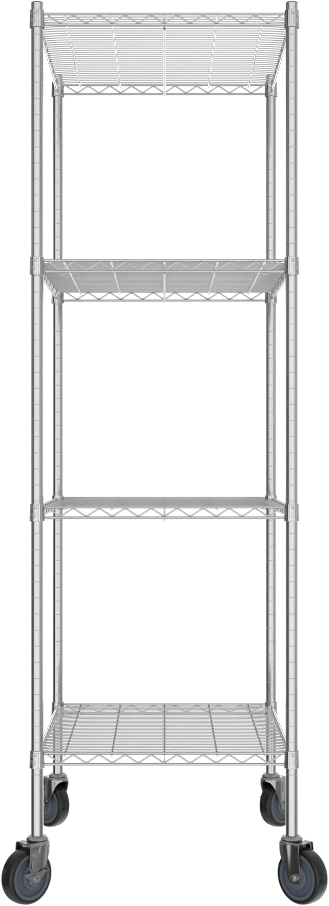 Commercial NSF Listed Chrome Mobile Wire Shelving Kit 24" x 30" x 80", with 4 Shelves Perfect for Warehouse, Walk-in Refrigerator, Freezer, Grocery Store, Restaurant, Dishroom