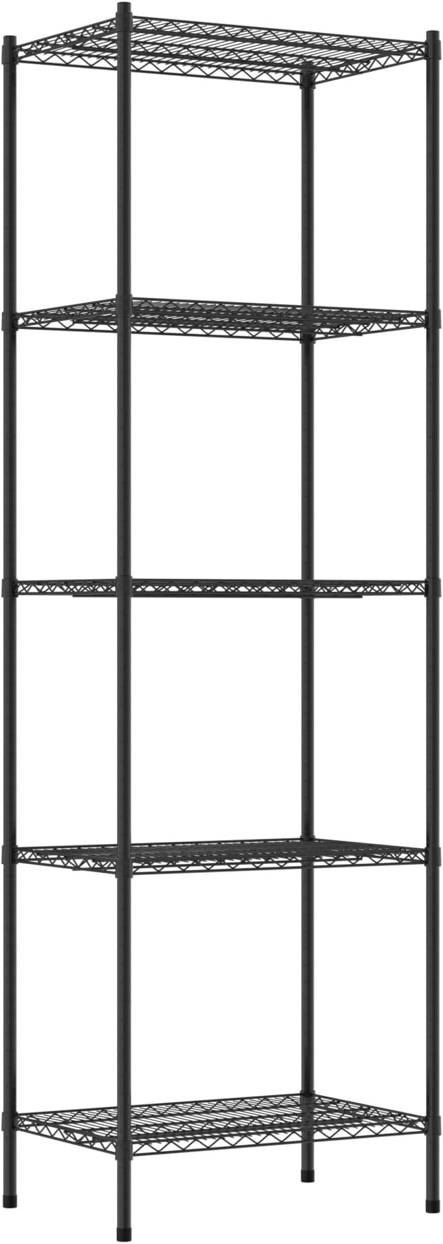 Commercial NSF Listed Black Epoxy Stationary Wire Shelving Kit 21" x 30" x 96", with 5 Shelves Perfect for Warehouse, Walk-in Refrigerator, Freezer, Grocery Store, Restaurant, Dishroom