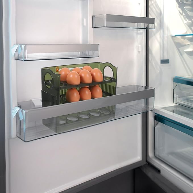 Homoyoyo Storage Rack for Refrigerator Sturdy Plastic Holder Organizer with Design for Fridge Door Keeps Eggs Safe and Neat for Home and Kitchen