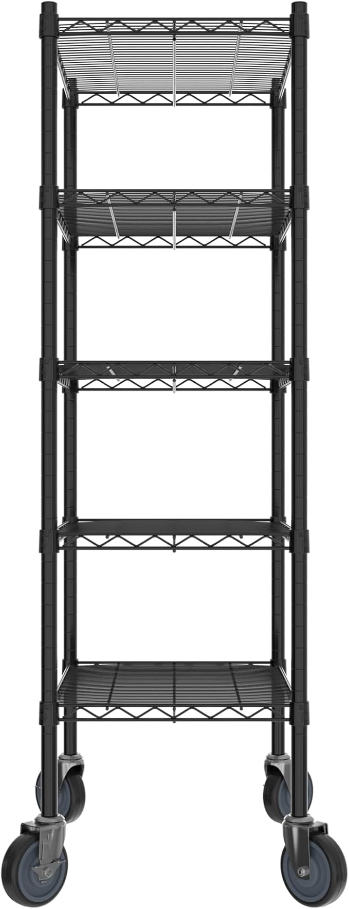 Commercial NSF Listed Black Epoxy Mobile Wire Shelving Kit 18" x 24" x 60", with 5 Shelves Perfect for Warehouse, Walk-in Refrigerator, Freezer, Grocery Store, Restaurant, Dishroom