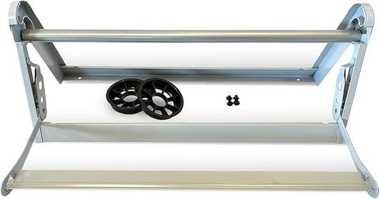 18" Wide Roll Paper Dispenser with Cutter – Wall Mounted Roll Dispenser with Serrated Cutter – Fits Craft, Freezer, Wrapping, Butcher Paper Roll or Cling Film – Heavy-Duty, Grey